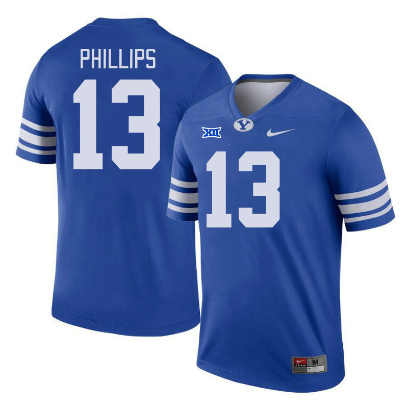 Men #13 Jojo Phillips BYU Cougars College Football Jerseys Stitched Sale-Royal